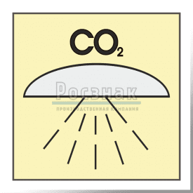 Знак IMO10.108ФС Помещение или группа помещений, защищенных системой пожаротушения для двуокиси углерода