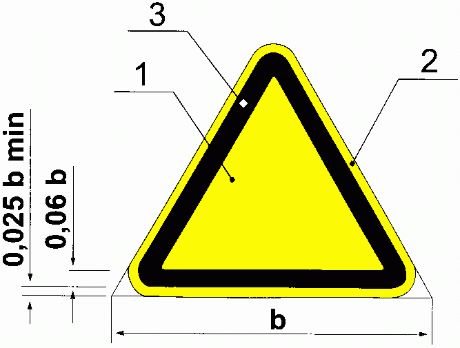 Рисунок 2. Основа цветографического изображения и соотношение размеров предупреждающих знаков безопасности