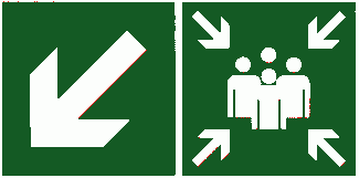 Рисунок 10. Примеры формирования смысловой комбинации знаков для указания направления движения к эвакуационному выходу, средствам противопожарной защиты, месту сбора и средствам оказания первой медицинской помощи
